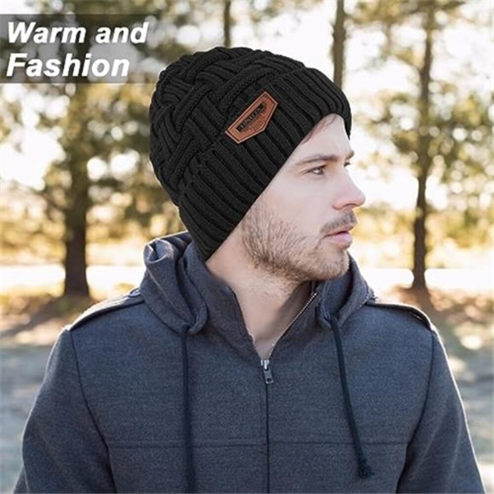 Winter Beanie Scarf Gloves Set Knit Hat Touch Screen Warm Unisex - Picture 5 of 6